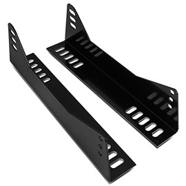 DNA MOTORING SMB-001 Pair of Mild Steel Adjustable Holes Bucket Seat Side Mounting Adapter Bracket Kit, Black