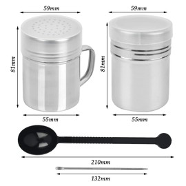 2 Sizes Coffee Sprinkles Powder with 16 Coffee Stencils, Stainless Steel Mesh Icing Sugar Shaker for DIY Cappuccino Coffee, Lcing Sugar Cocoa Flour, Latte Coffee