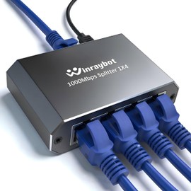WinRaybot Ethernet Splitter, ethernet hub 4 Port gigabit,Ethernet Splitter 1 to 4,Network hub,Internet Switch 4 Port,netgear Switch (4 Devices Working simultaneously with Gigabit Network)
