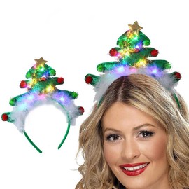 Auwoyss Christmas Led Headband Xmas Light up Costume Headband Reindeer Headwear Party Hair Hoop Fashion Christmas Accessories (H)