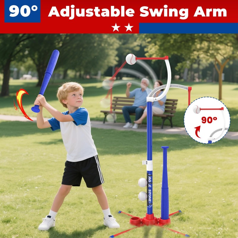 EagleStone 3-in-1 T-Ball Set for Kids 3-12 with 2 Bats,2