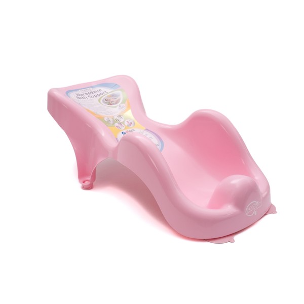 BabyDam WarmWave Baby Bath Support Seat - Suitable from Newborn - with Anti-Slip Suction Cups 0-6 Months - Pink