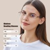 ZESAKER Rimless Reading Glasses for Women, Rectangle Blue Light Blocking