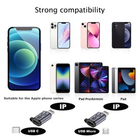 Liaoan USB C/IP to Micro Adapter, USB C/Micro to IP Adapter, Micro/IP to USB C Adapter, USB C to USB C Adapter, USB C to USB C Adapter, USB C to USB B Adapter, Pack of 9