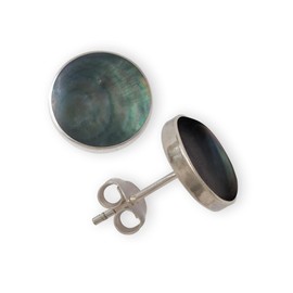 Fly Style Ohrstecker Silber 925 - Muschel Ohrstecker - Ohrringe mit Muschel - Perlenauster Schmuck, Grösse:10 mm