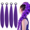 4 Paquetes Extensiones Cabello Morado 60cm Preestirado Trenzas Cosplay