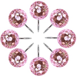 TOAOB 12pcs Pink Rhinestone Decorative Shower Curtain Hooks Rings Rust Proof Stainless Steel Rod Hangers Acrylic Crystal Decorative Shower Curtain Hooks for Bathroom