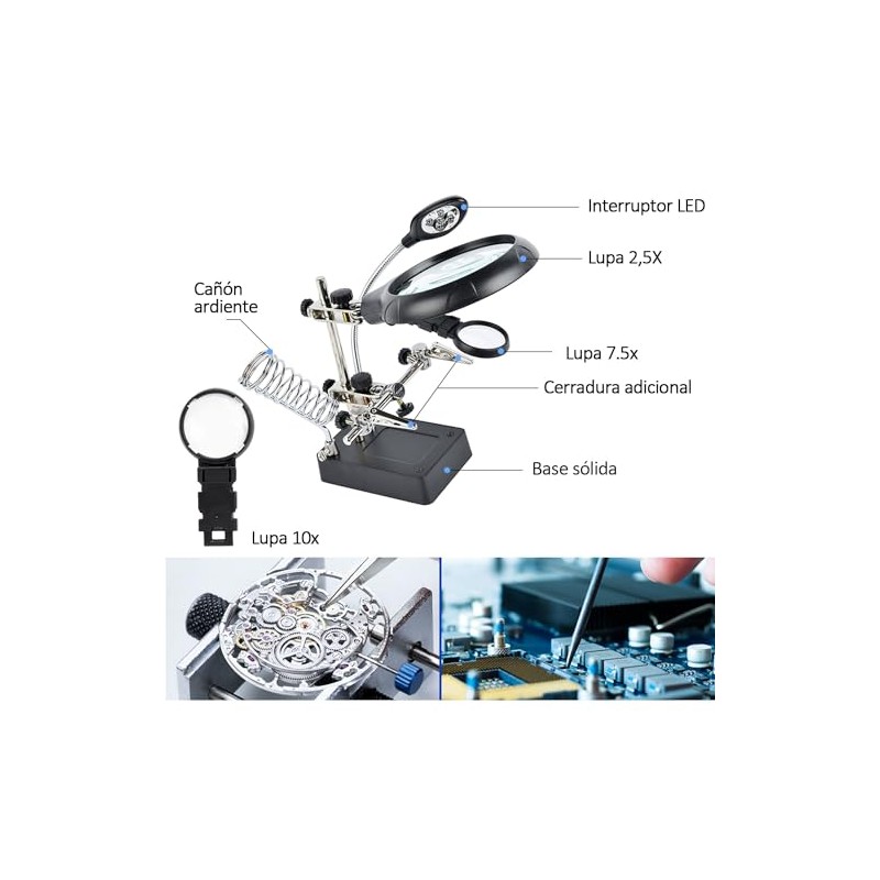 masoe Lupa con Luz LED, 2,5 X 7,5 X 10