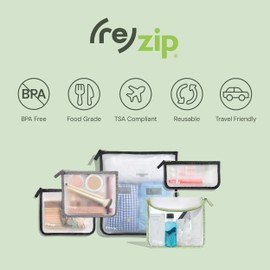 (re)zip 11-Piece Travel Kit | TSA-Compliant Travel Quart, Small, Medium, & Large Zippered Bags, and 3 Leakproof Stand Up Bags |For Snacks, Documents, Toiletries, & More