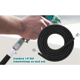 1.8M Airbrush Hose, Nylon Braided Airbrush Hose 1/8 Inch to 1/4 Inch Adaptor Fitting Ends Coupling for Connect Airbrushs with Air Compressor