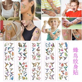 International New Luxurious Waterproof Hummingbird Color Print Temporary Tattoo Sticker - Women's Face & Arm Art (Green, Free Size) Hummingbird 50ea