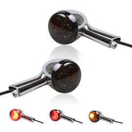 MotoParAcc Chrome Bullet Rear LED Turn Signals, Motorcycle Brake Taillights 12V Tail Lights Compatible with Halrey Sportster 1200 883 Softail Fatboy 1990-2024