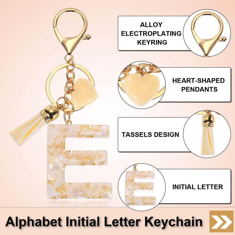 [PATIKIL] Alphabet Initial Letter Key Chain Resin Cute Keychain Tassel