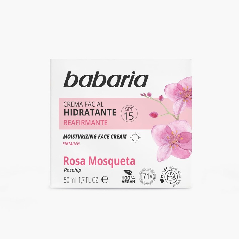 Babaria Rosa Mosqueta Crema Facial Hidratante con SPF 15 -