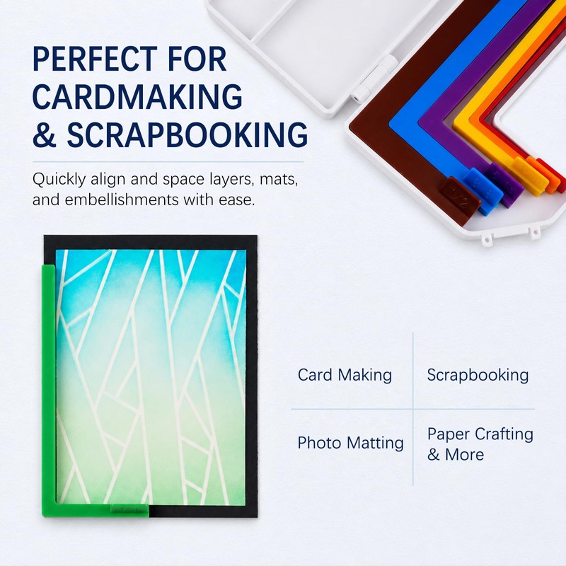 OTCRAFT 9 Pcs Paper Crafting Alignment Guides with Storage Case