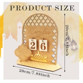 hhdatc Ramadan Advent Calendar Wooden Ornament,30 Day Countdown Til Eid Gift for Kids Decorations