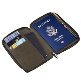 Hudson & James 100% Real Leather Travel Wallet Passport Holder Cover RFID Blocking- Document Case Organizer (Brown)