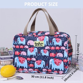 Toiletry Bag, Large Travel Hanging Make up Wash Bags, Portable Waterproof Cosmetic Bag, Light Blue White Bear Toiletry Kit, Bathroom Storage Case for Women Girls Ladies (White Floral)