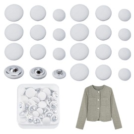 letsinstyle 40 Pcs 18mm/15mm/11.5mm Fabric Covered Buttons, Tuxedo Suit Cloth Button with Metal Shank, White Coat Sewing Replacement for Jacket Suit Dress Gowns Blouse Clothes Garment Crafts