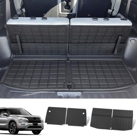xipoqix Cargo Mat Backrest Mat Compatible with 2022-2024 Mitsubishi Outlander 7 Seats Trunk Liner TPE Cargo Liner Replacement for 2022-2024 Mitsubishi Outlander Accessories (Cargo Mat+Backrest Mat)