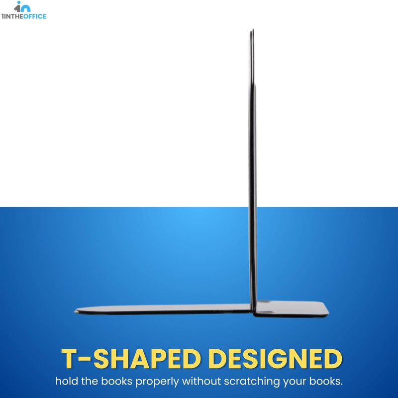 1InTheOffice Metal Bookends, Heavy Duty Metal Bookends, Metal Bookends for