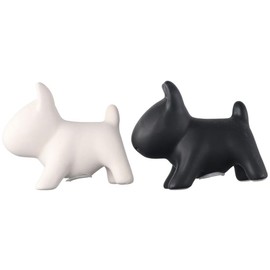 gifthub Kitchen Seasoning Jar Powder Spreading Jar Ceramic Black and White Dog Pepper and Salt Powder Jar 2-piece Set