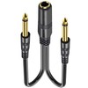 tunghey 2Pack 1/4 TRS Stereo Jack Female to Dual 1/4