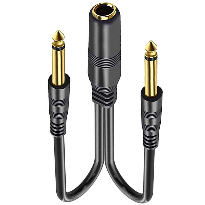 tunghey 2Pack 1/4 TRS Stereo Jack Female to Dual 1/4