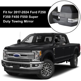 Glossy Black Directly Replacement Mirror Caps Cover Trim Replace for 2017-2023 2024 Ford F250 F350 F450 F550 Super Duty Towing Mirror, OEM part number: HC3Z-17D743-AA (Black)