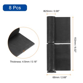 uxcell Weldable Flag Hinges, 8 Pack 6" x 2-2/3" Carbon Steel Weld on Door Hinges with Removable Pin, Weldable Lift Off Hinges for Metal Gate Swing Door Trailer Ramp