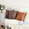 Mandioo Set of 2 Boho Striped Faux Leather Cushion Covers
