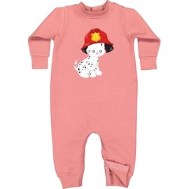 inktastic Fireman Dog, Cute Dog, Puppy, Doggo, Dalmatian Baby Fleece Romper 12 Months Mauve 39d36