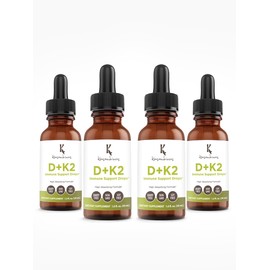 Kasandrinos Vitamin d3+k2 Bone Health, Immune Support Supplement, Vitamin D3 55mcg of 275% (2200 IU) per Serving, Vitamin K2 28 mcg of 23% Hair Skin and Nails Vitamins -1 FL Oz (30 ml) Pack of 4