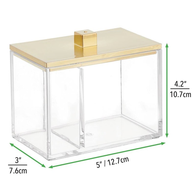 mDesign Modern Square Bathroom Vanity Countertop Storage Organizer Canister Jar