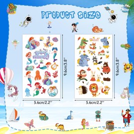 HOWAF Children's Tattoo, 30 Sheets, Skin-Friendly, Temporary Children's Tattoos, Girls Boys, Space Animals, Unicorn, Butterfly, Pirate Dino Tattoos for Children, Party Bags, Children's Birthday Party