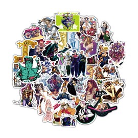 JoJo's Bizarre Adventure Stickers, 50 Sheets, Waterproof Stickers, Moe Goods, Waterproof Stickers, PVC, Anime, Cute, Guitar, Notebook, Skateboard, PC, Car