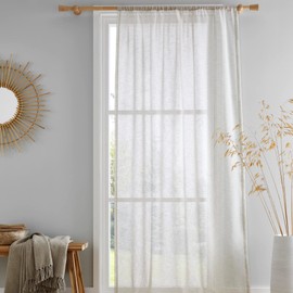 Drift Home - Natural Semi-Transparent Cotton Curtain - 55 x 48 (140 x 122cm) - Sustainable Recycled Cotton - 1 Curtain Panel in Natural - Natural Sheer Curtain - Natural Voile/Net Curtain