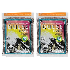 Dulse Flakes - Certified Organic- Sea Vegetables, washed, Pure Vegan- Maine Coast 4oz. (Pack OF 2)
