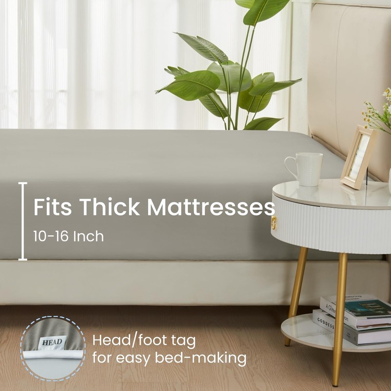 GOKOTTA King Fitted Sheet Only, 16-Inch Deep Pocket King Size