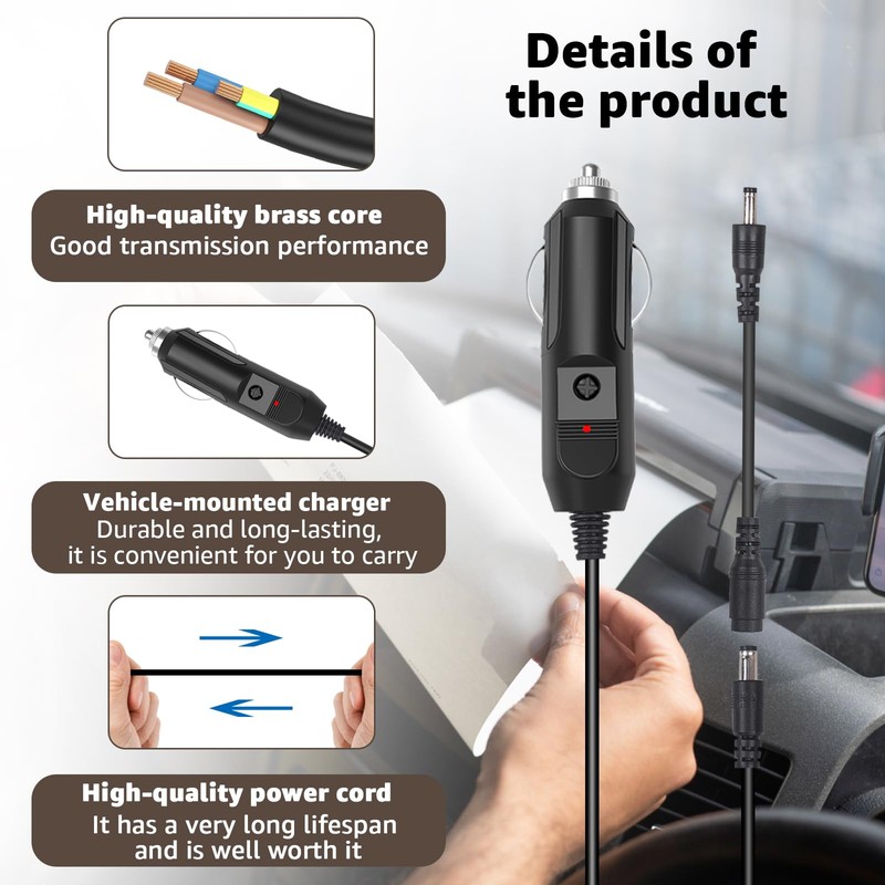 12V Car Charger for Brother PocketJet - Compatible with PocketJet