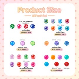Cheriswelry 82Pcs 20mm Assorted Acrylic Chunky Bubblegum Beads Set with AB Color Beads Resin Rhinestone Beads Spacer Beads 32 Styles for DIY Bracelet Accessories Jewelry Making