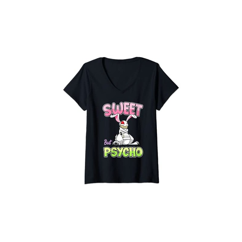 Women's Sweet But Psycho Shirt Bunny Scary Gothic Rabbit Funny