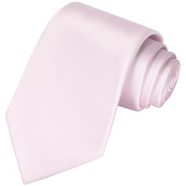 KissTies Mens Petal Pink Tie Solid Wedding Blush Necktie For Men + Gift Box