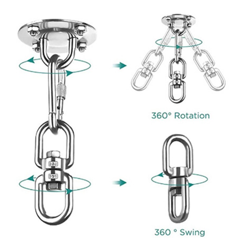 Stainless Steel Hammock/Swing Hanging Kit Ceiling Mounting Plate Snap Hook