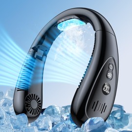 Neck Air Conditioner, 5000mAh Portable Neck Fan with Semiconductor Cooling Airflow Bladeless USB Neck Fans Portable Rechargeable with 3 Speeds, LED Display, Personal Fan for Outdoor Travel Indoor