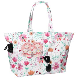 Raveparty Beach Bags for Women with Zip, Summer Large Beach Bag with Hawaiian Style Floral Pattern for Seaside Holiday Pool Party (Style C)