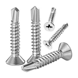 Drill Screws, Stainless Steel Countersunk Machine Screws, M4.2, 0.6, 1.0, 1.0, 1.0, 1.2, 1.3, 1.3, 1.3, 1.3 inches (38 mm), 1.8 inches (38 mm), 1.8 inches (45 mm), 2.0 inches (50 mm), Drill Screw Set,
