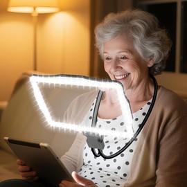 Large 10X Magnifying Glass with Light, Hands Free Magnifying Glass for Reading, Full Book Page Magnifier with 50 LED Lights, Flexible Gooseneck Magnifiers for Seniors Low Vision, Black 10.6 x 7.8in