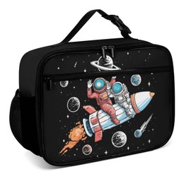 PrelerDIY Astronaut Space Travel Reusable Lunch Box Insulated Lunch Bag Cooler Bag Lunchbox Meal Food Container Tote Bag for Women Kids Girls Boy School Camping Hiking Picnic Beach Travel