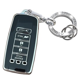 TAPAYICA For Acura Key Fob Shell Keyless Remote Key With Keychain Fit for 2014-2021 Acura ILX MDX RDX RLX TLX(KR537924100) (Black-Silver)